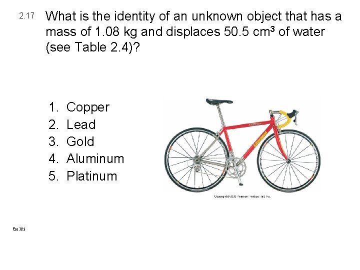 2. 17 What is the identity of an unknown object that has a mass 2. 17 What is the identity of an unknown object that has a mass