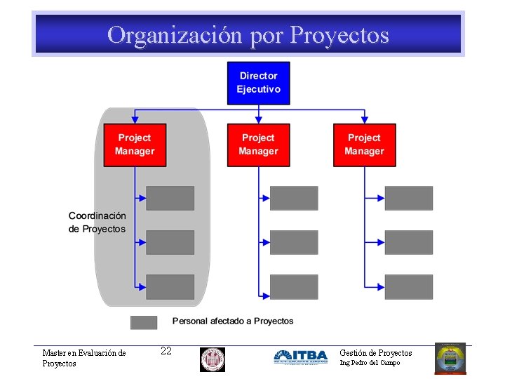 Organización por Proyectos Master en Evaluación de Proyectos 22 Gestión de Proyectos Ing Pedro