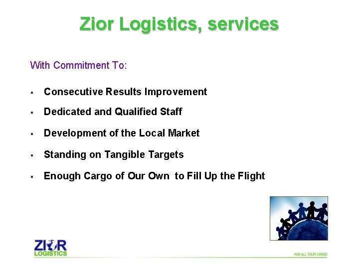 Zior Logistics, services With Commitment To: § Consecutive Results Improvement § Dedicated and Qualified