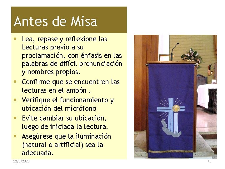 Antes de Misa § Lea, repase y reflexione las Lecturas previo a su proclamación,