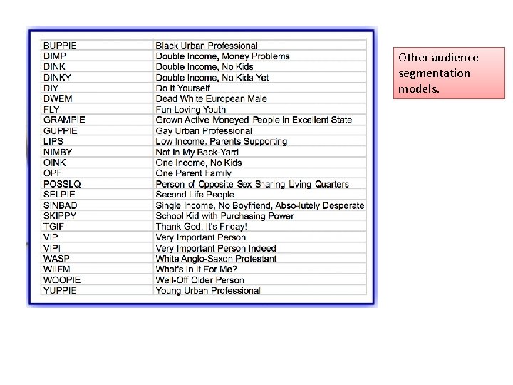 Other audience segmentation models. 