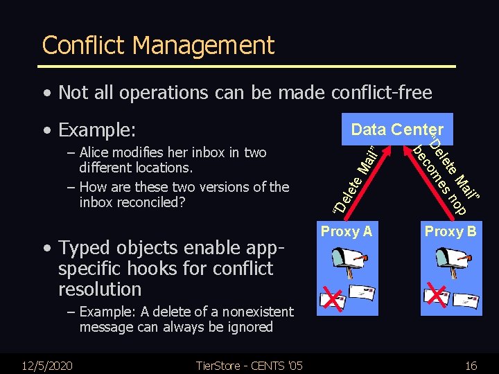 Conflict Management • Not all operations can be made conflict-free • Example: • Typed