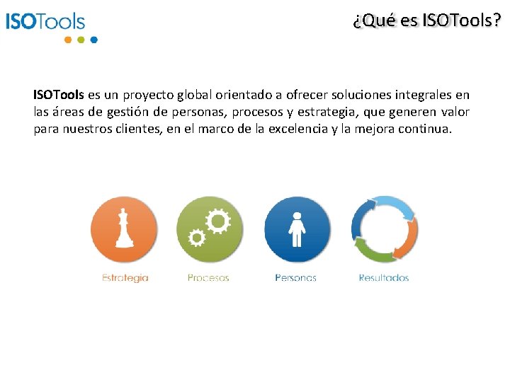 ¿Qué es ISOTools? ISOTools es un proyecto global orientado a ofrecer soluciones integrales en