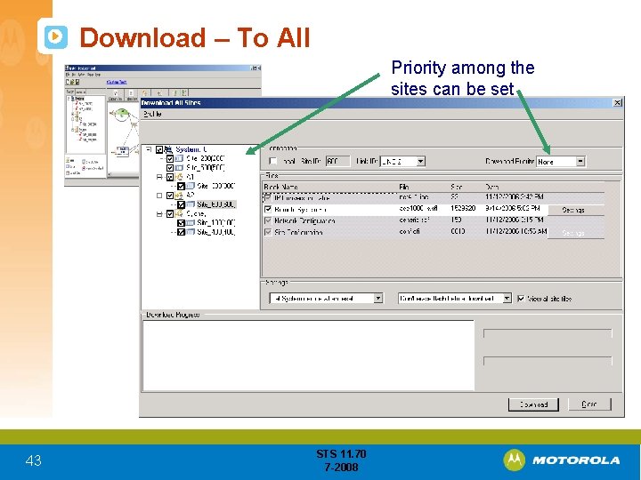 Download – To All Priority among the sites can be set 43 STS 11.