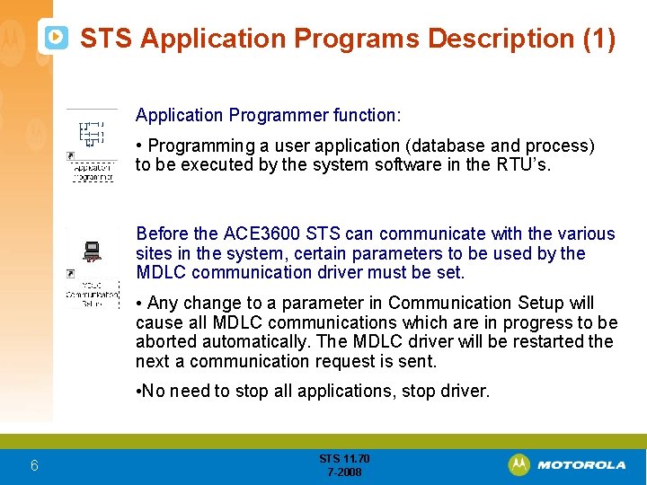 STS Application Programs Description (1) Application Programmer function: • Programming a user application (database