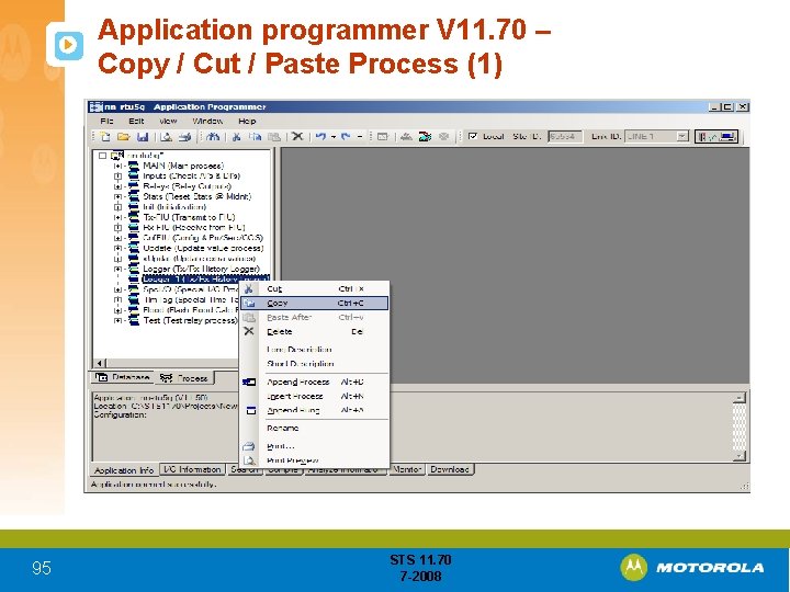 Application programmer V 11. 70 – Copy / Cut / Paste Process (1) 95