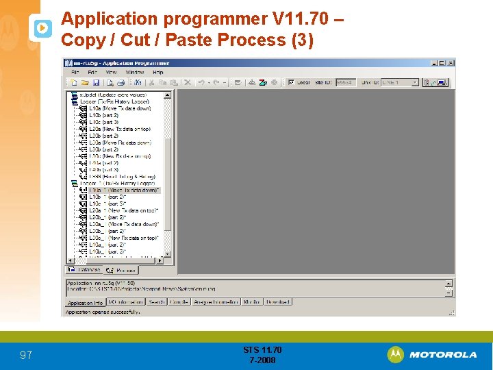 Application programmer V 11. 70 – Copy / Cut / Paste Process (3) 97
