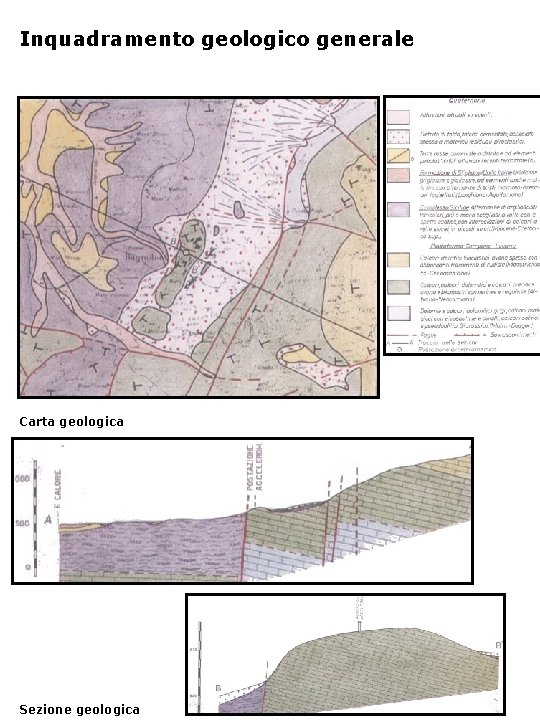 Inquadramento geologico generale Carta geologica Sezione geologica 