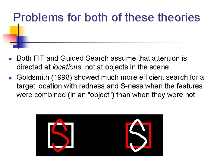 Problems for both of these theories n n Both FIT and Guided Search assume