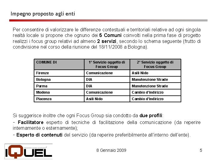 Impegno proposto agli enti Per consentire di valorizzare le differenze contestuali e territoriali relative