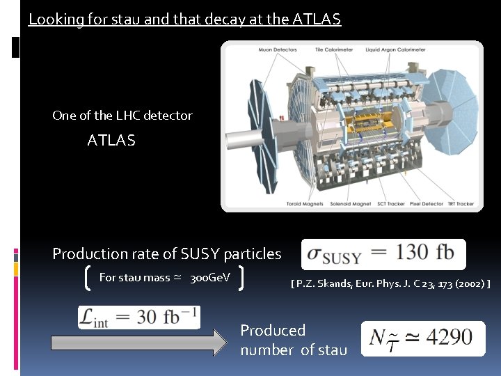 Looking for stau and that decay at the ATLAS One of the LHC detector