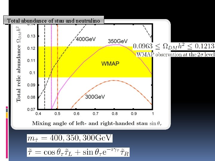 Total abundance of stau and neutralino 