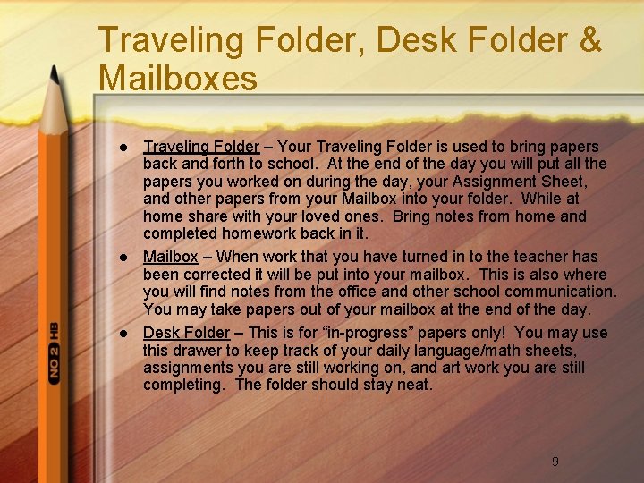 Traveling Folder, Desk Folder & Mailboxes l l l Traveling Folder – Your Traveling