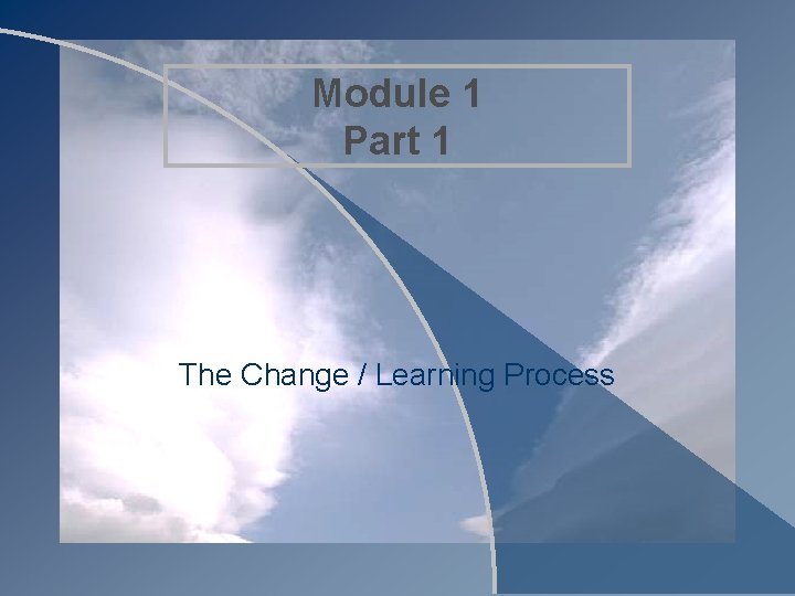 CHANGE MANAGEMENT MODULE 1 SETTING THE CONTEXT Module