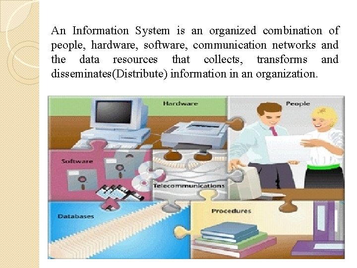 An Information System is an organized combination of people, hardware, software, communication networks and An Information System is an organized combination of people, hardware, software, communication networks and