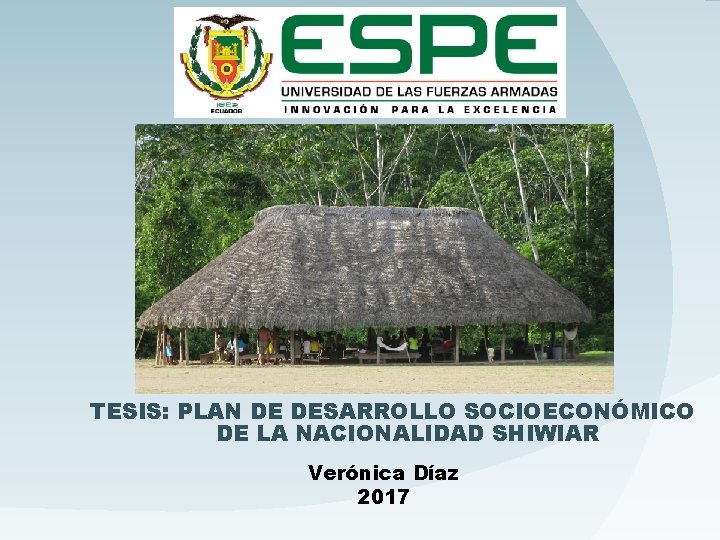 TESIS: PLAN DE DESARROLLO SOCIOECONÓMICO DE LA NACIONALIDAD SHIWIAR Verónica Díaz 2017 