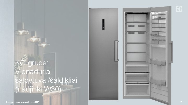 KG grupė: Vienaduriai šaldytuvai/šaldikliai (nauji iki W 30) Electrolux Design Line with Cooling 360º