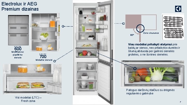 Electrolux ir AEG Premium dizainas 90º series 600 Multiflow su plastikine sienele series 700