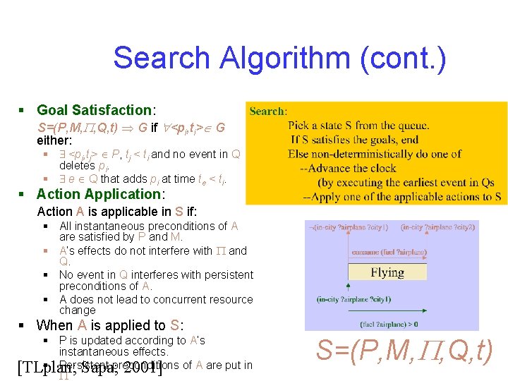 Search Algorithm (cont. ) § Goal Satisfaction: S=(P, M, , Q, t) G if