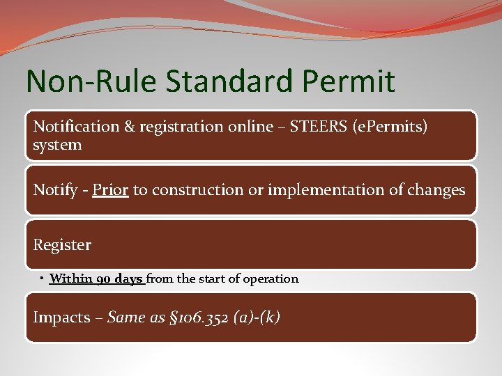Non-Rule Standard Permit Notification & registration online – STEERS (e. Permits) system Notify -