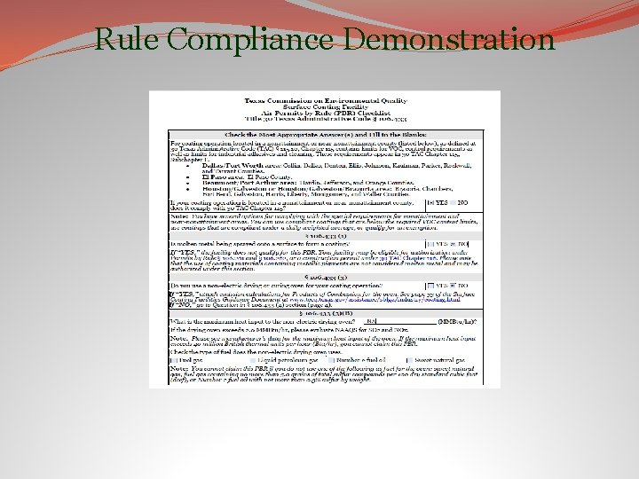 Rule Compliance Demonstration 