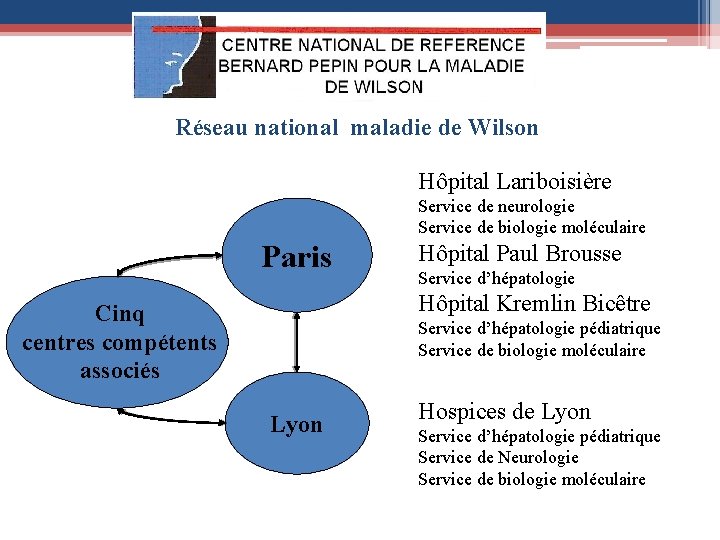 Réseau national maladie de Wilson Hôpital Lariboisière Service de neurologie Service de biologie moléculaire