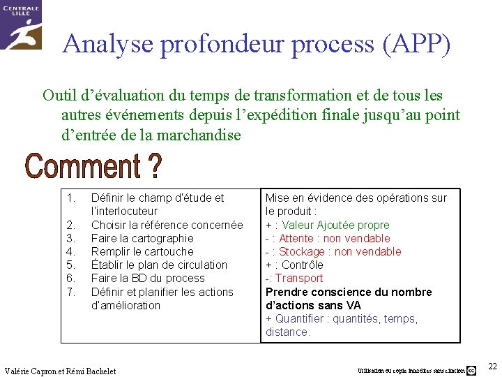 Analyse profondeur process (APP) Outil d’évaluation du temps de transformation et de tous les