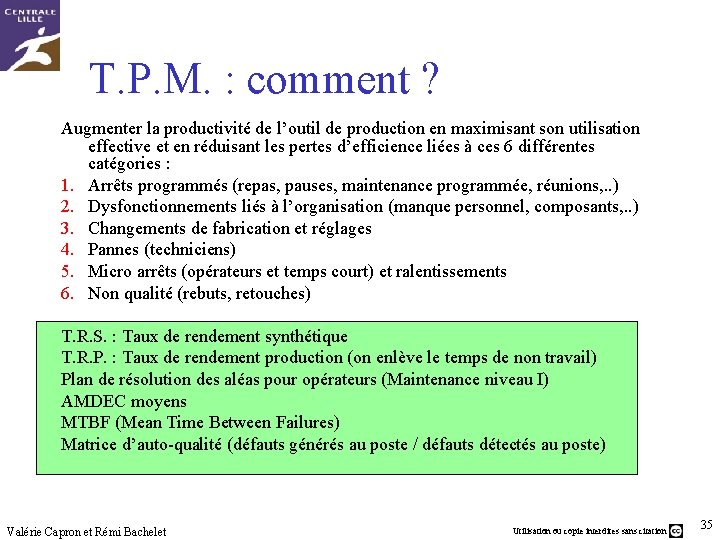 T. P. M. : comment ? Augmenter la productivité de l’outil de production en