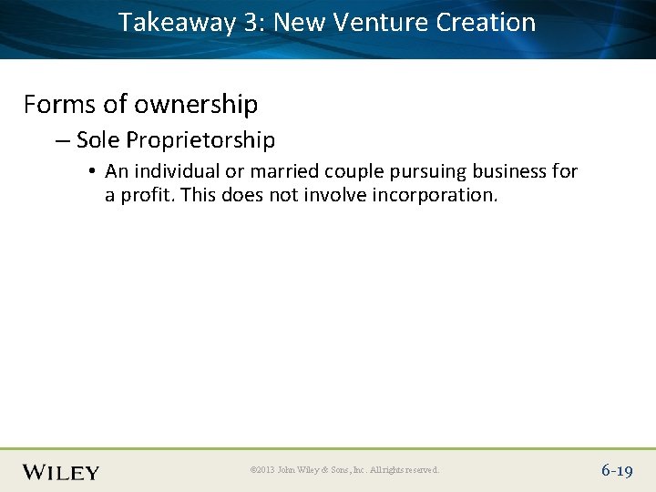 Takeaway 3: New Venture Creation Place Slide Title Text Here Forms of ownership – Takeaway 3: New Venture Creation Place Slide Title Text Here Forms of ownership –