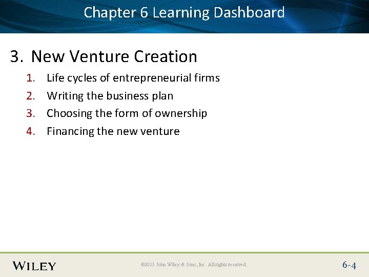 Chapter 6 Learning Place Slide Title Text Here Dashboard 3. New Venture Creation 1. Chapter 6 Learning Place Slide Title Text Here Dashboard 3. New Venture Creation 1.