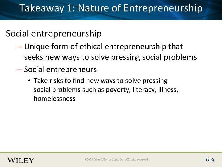 Takeaway 1: Nature of Entrepreneurship Place Slide Title Text Here Social entrepreneurship – Unique