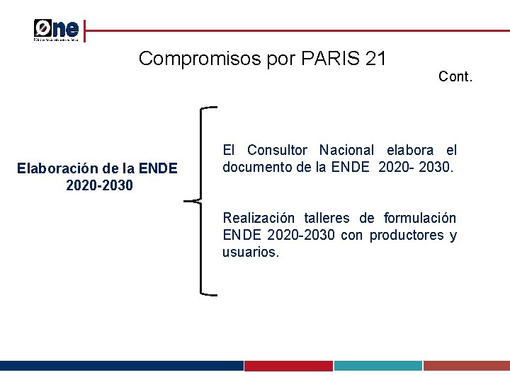 Compromisos por PARIS 21 Elaboración de la ENDE 2020 -2030 Cont. El Consultor Nacional