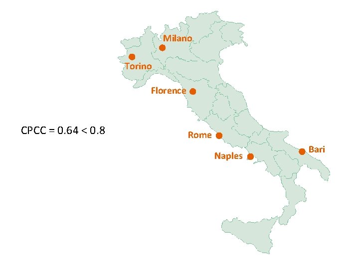 Milano Torino Florence CPCC = 0. 64 < 0. 8 Rome Naples Bari 