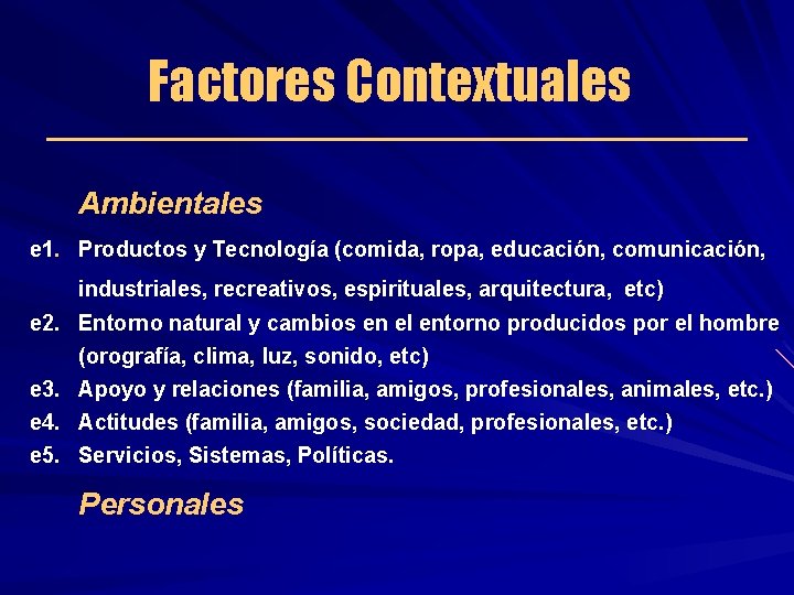 Factores Contextuales Ambientales e 1. Productos y Tecnología (comida, ropa, educación, comunicación, industriales, recreativos,