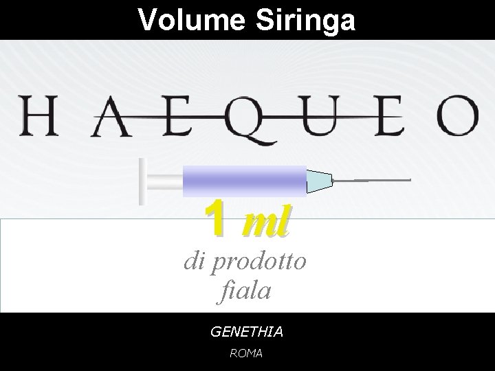 Volume Siringa 1 ml di prodotto fiala GENETHIA ROMA 