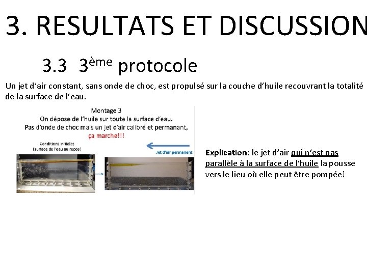 3. RESULTATS ET DISCUSSION 3. 3 3ème protocole Un jet d’air constant, sans onde