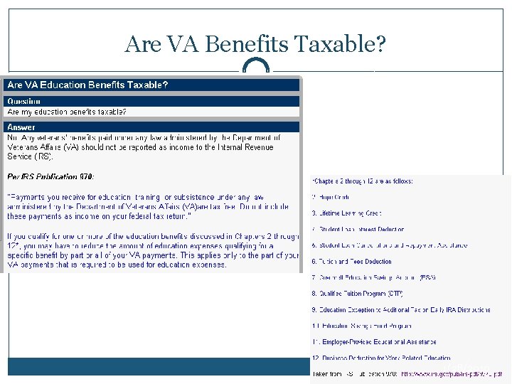 Are VA Benefits Taxable? 1/28/2010 