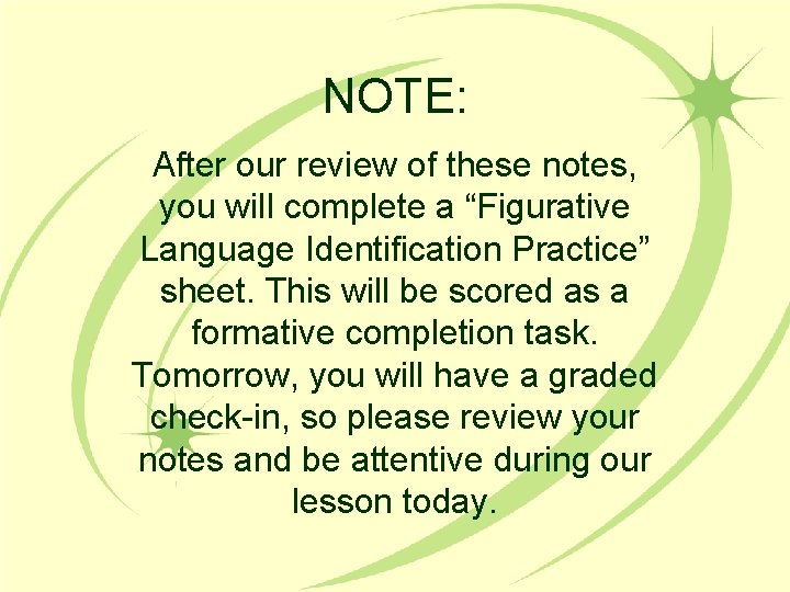 NOTE: After our review of these notes, you will complete a “Figurative Language Identification