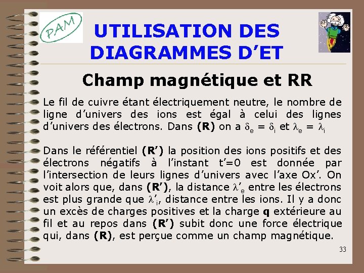 UTILISATION DES DIAGRAMMES D’ET Champ magnétique et RR Le fil de cuivre étant électriquement UTILISATION DES DIAGRAMMES D’ET Champ magnétique et RR Le fil de cuivre étant électriquement