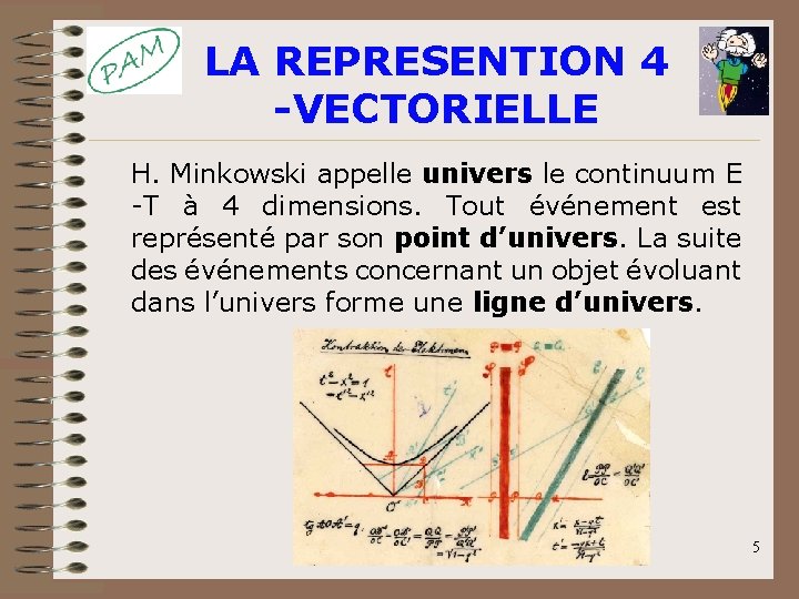 LA REPRESENTION 4 -VECTORIELLE H. Minkowski appelle univers le continuum E -T à 4 LA REPRESENTION 4 -VECTORIELLE H. Minkowski appelle univers le continuum E -T à 4