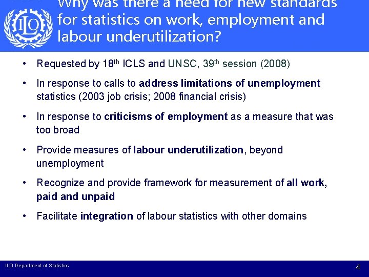 Why was there a need for new standards for statistics on work, employment and