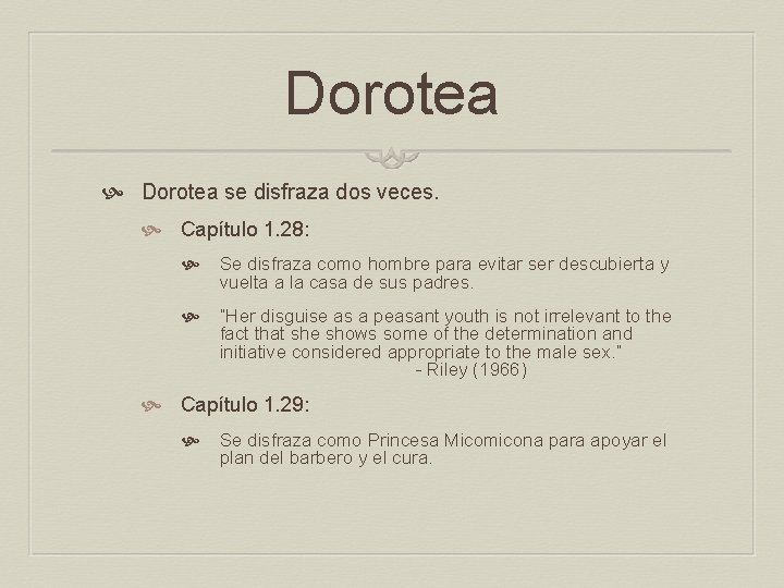 Dorotea se disfraza dos veces. Capítulo 1. 28: Se disfraza como hombre para evitar