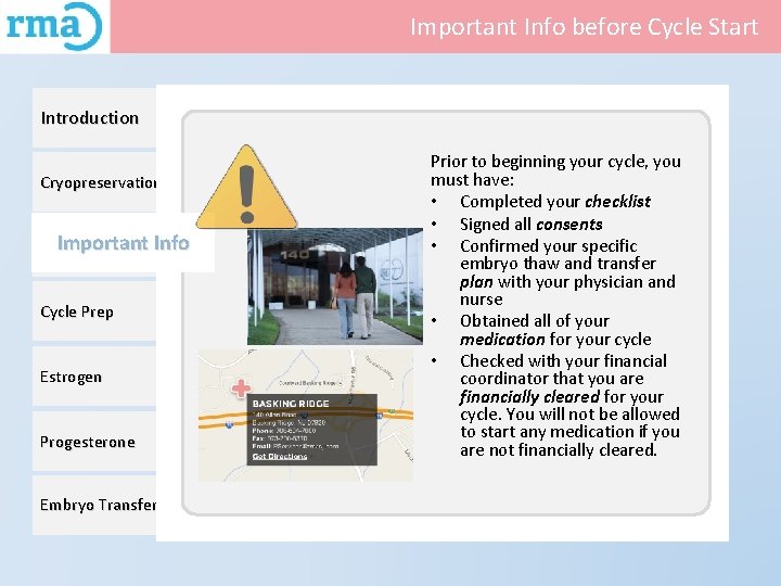 Important Info before Cycle Start Introduction Cryopreservation Important Info Cycle Prep Estrogen Progesterone Embryo