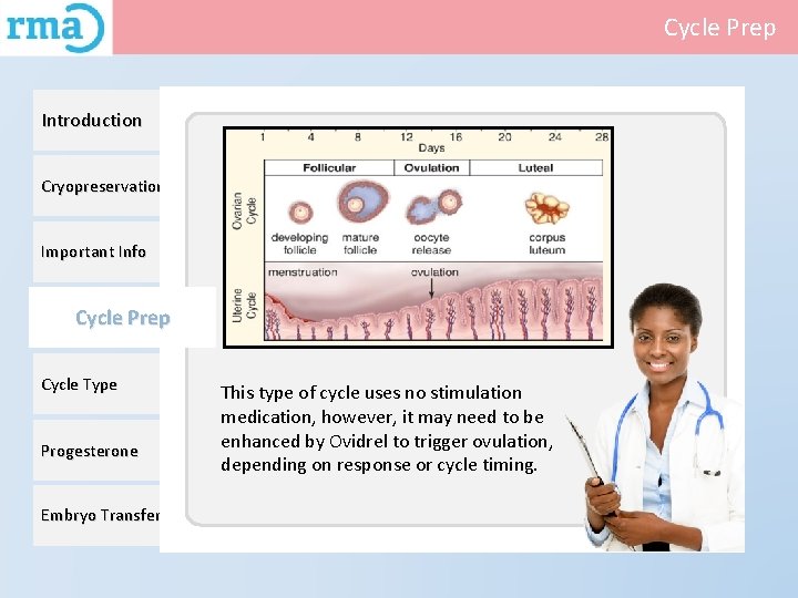 Cycle Prep Introduction Cryopreservation Important Info Cycle Prep Cycle Type Progesterone Embryo Transfer This