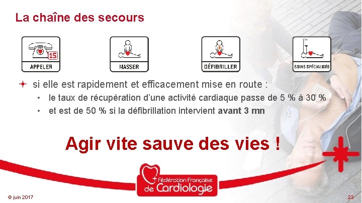 La chaîne des secours si elle est rapidement et efficacement mise en route :