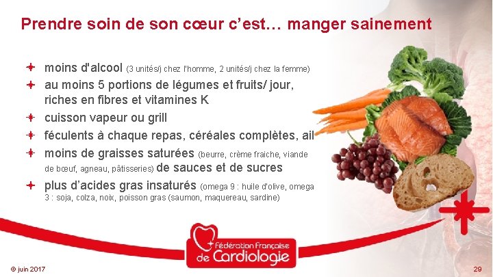 Prendre soin de son cœur c’est… manger sainement moins d'alcool (3 unités/j chez l’homme,