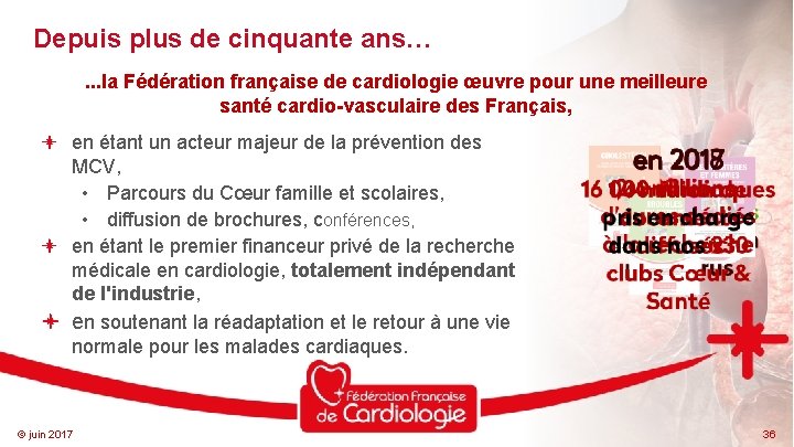 Depuis plus de cinquante ans…. . . la Fédération française de cardiologie œuvre pour