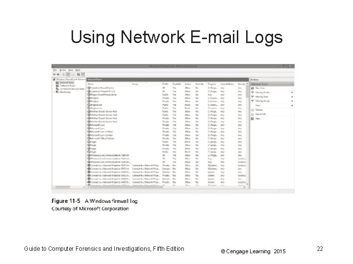 Using Network E-mail Logs Guide to Computer Forensics and Investigations, Fifth Edition © Cengage