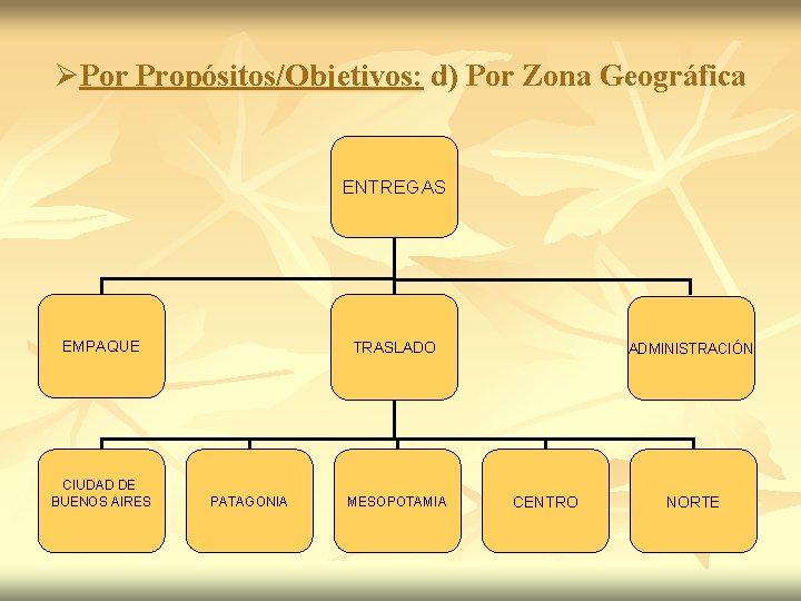 ØPor Propósitos/Objetivos: d) Por Zona Geográfica ENTREGAS EMPAQUE CIUDAD DE BUENOS AIRES TRASLADO PATAGONIA ØPor Propósitos/Objetivos: d) Por Zona Geográfica ENTREGAS EMPAQUE CIUDAD DE BUENOS AIRES TRASLADO PATAGONIA