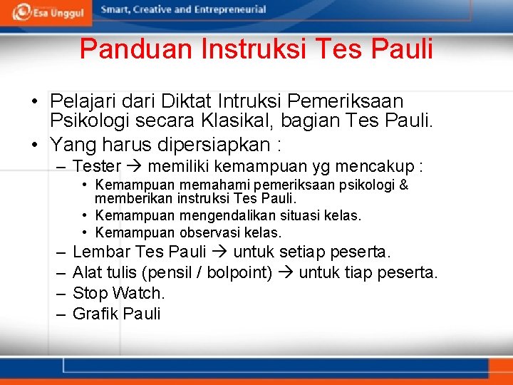 Panduan Instruksi Tes Pauli • Pelajari dari Diktat Intruksi Pemeriksaan Psikologi secara Klasikal, bagian